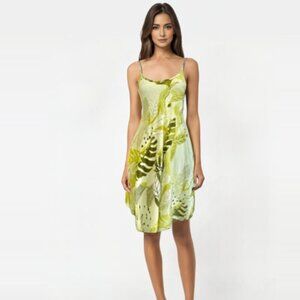 JAXSEA l Hawaii Palm leaf Green Rayon  Mini Dress XS